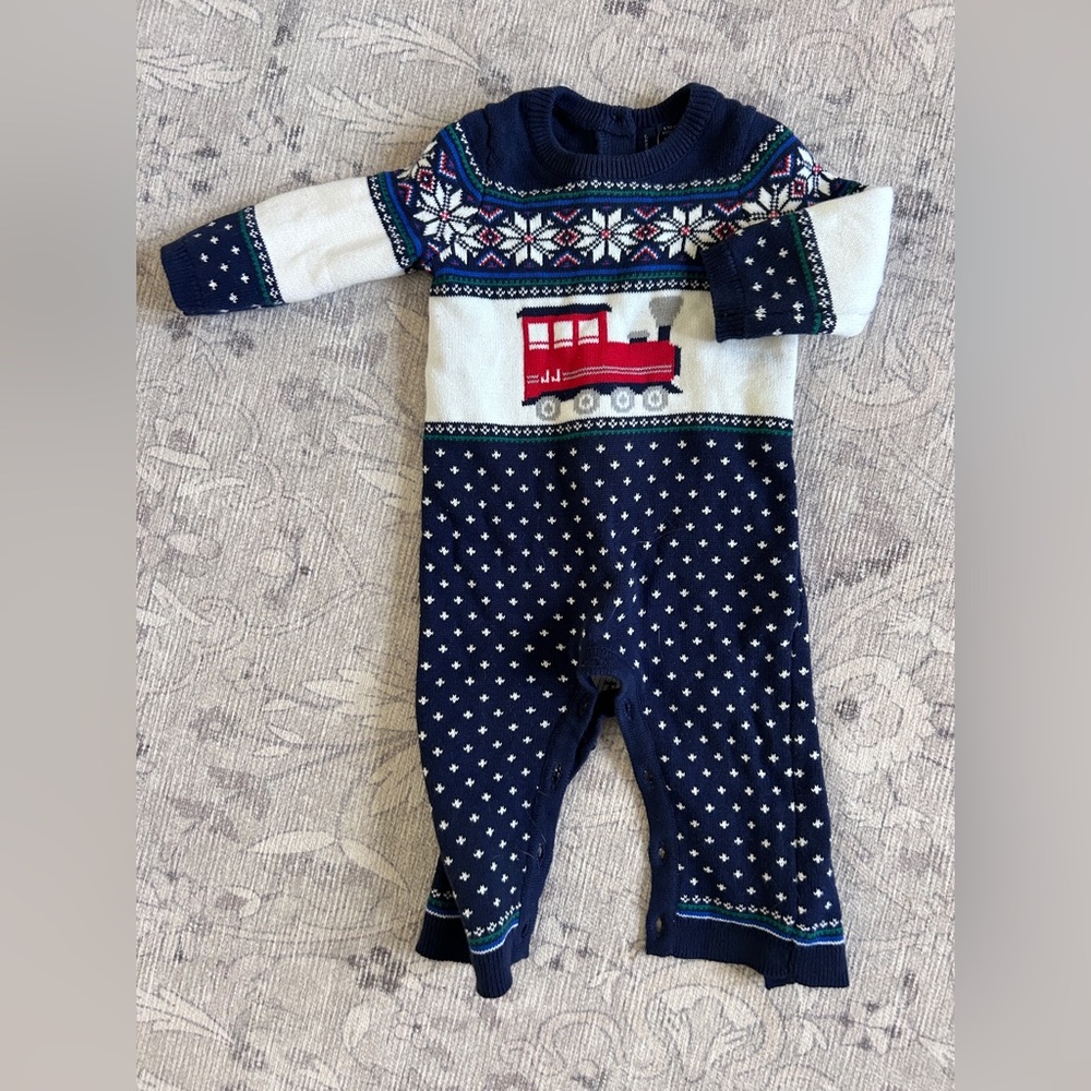 Janie & Jack Boys Fair Isle Train Sweater 6-12 months